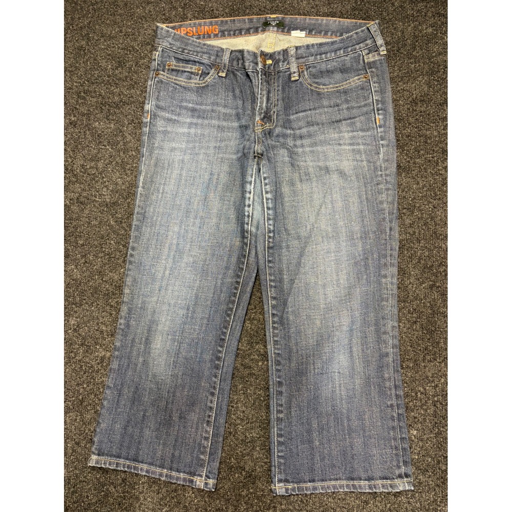 J.Crew Hipslung Stretch Denim Jeans Medium Wash Cropped Low Rise Size 30